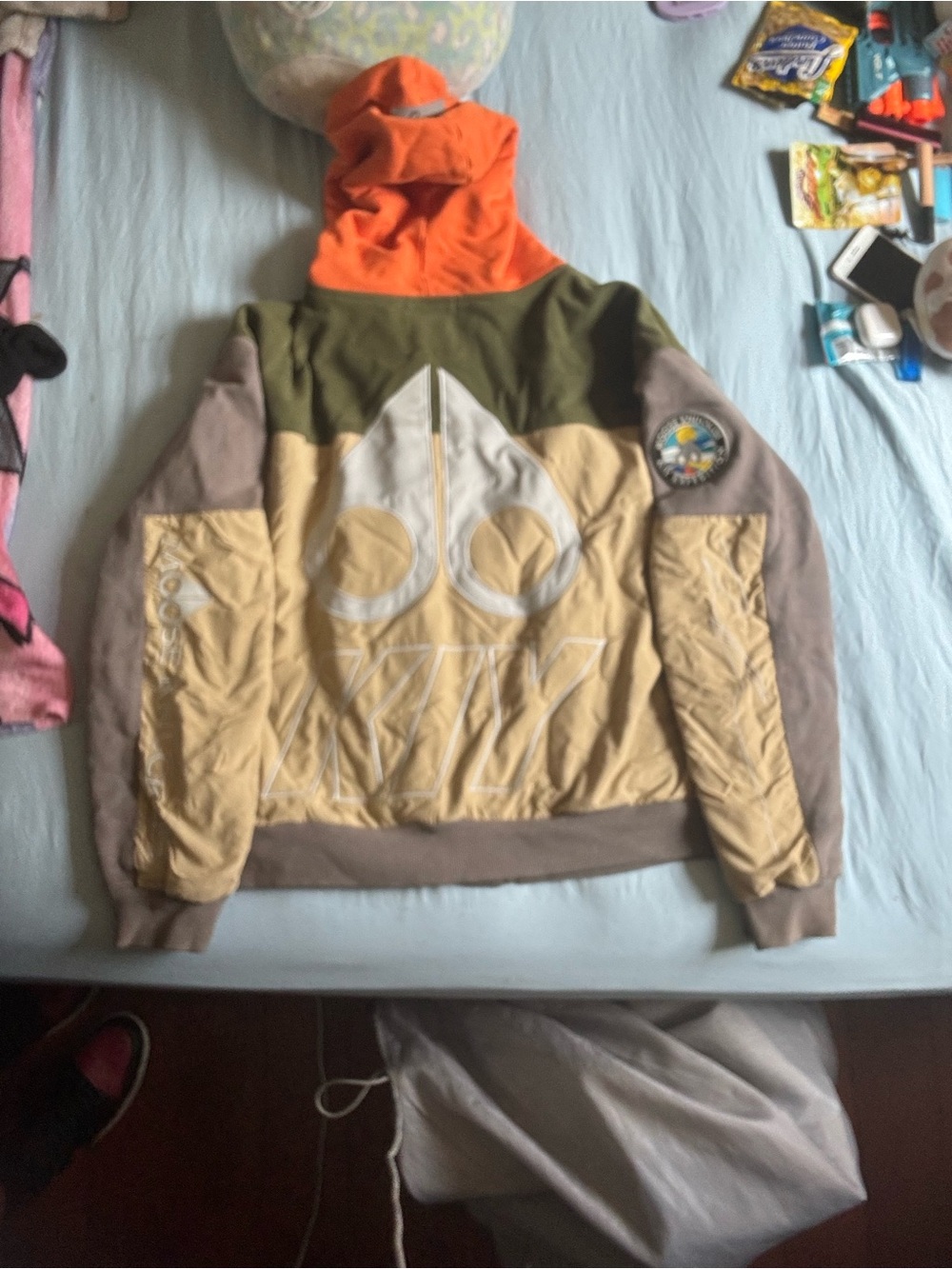 Kiy and moose knucke limited edit Multicolor Hooded Jacket - Orange, Olive & Tan